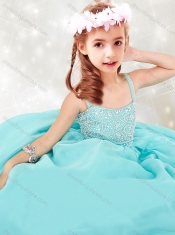 Gorgeous Beaded Straps Mini Quinceanera Dress in Aqua Blue