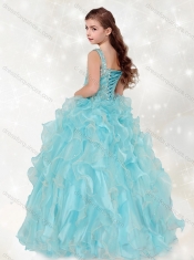 Lovely Beaded and Ruffled Big Puffy Mini Quinceanera Dress with Straps