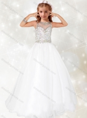 Lovely Beaded White Mini Quinceanera Dress with See Through Scoop