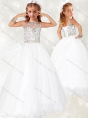 Lovely Beaded White Mini Quinceanera Dress with See Through Scoop