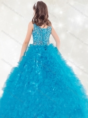 Lovely Scoop Teal Mini Quinceanera Dress with  Beading and Ruffles