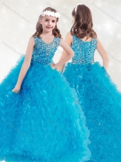 Lovely Scoop Teal Mini Quinceanera Dress with Beading and Ruffles