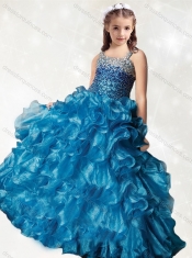 Luxurious Beaded and Ruffled Mini Quinceanera Dress in Teal
