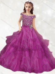 Modest Off the Shoulder Mini Quinceanera Dress with Beading and Ruffled Layers
