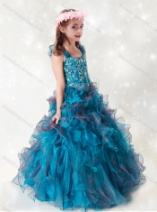 New StyleAdorable  Beaded and Ruffled Little Girl Pageant Dress with Straps