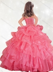 Wonderful Beaded and Ruffled Layers Mini Quinceanera Dress in Hot Pink