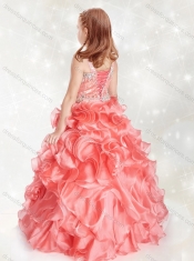 Wonderful Beaded and Ruffled Mini Quinceanera Dress in Turquoise