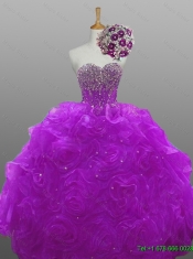 2015 Natural Quinceanera Dresses with Beading and Rolling Flowers