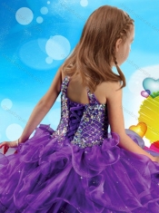 Affordable Halter Top Big Puffy Adorable Little Girl Pageant Dress with Beading and Ruffles