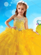 Affordable Halter Top Big Puffy Adorable Little Girl Pageant Dress with Beading and Ruffles