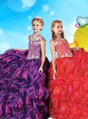 Cheap Beaded and Ruffled Adorable Little Girl Pageant Dress with Halter Top