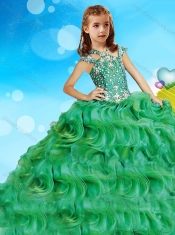 Cheap Beaded and Ruffled Adorable Little Girl Pageant Dress with Halter Top