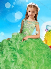 Comfortable Scoop Cap Sleeves Mini Quinceanera Dress with Beading and Ruffles