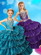 Discount Beaded and Ruffled Layers Adorable Little Girl Pageant Dress with Straps