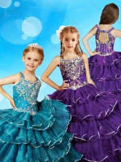 Discount Beaded and Ruffled Layers Adorable Little Girl Pageant Dress with Straps