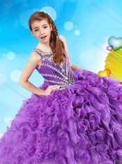 Discount Beaded and Ruffled Mini Quinceanera Dress with Scoop