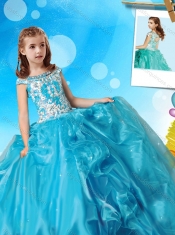 Exclusive Beaded Decorated Bodice and Cap Sleeves Adorable Little Girl Pageant Dress