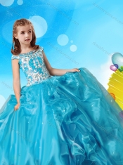 Exclusive Beaded Decorated Bodice and Cap Sleeves Adorable Little Girl Pageant Dress