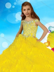 Exclusive Spaghetti Straps Adorable Little Girl Pageant Dress with Beading and Ruffles