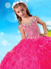 Exclusive Spaghetti Straps Adorable Little Girl Pageant Dress with Beading and Ruffles