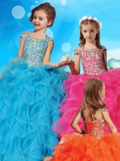 Fashionable Halter Top Cap Sleeves Adorable Little Girl Pageant Dress with Beading and Ruffles