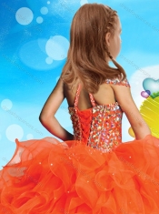 Fashionable Halter Top Cap Sleeves Adorable Little Girl Pageant Dress with Beading and Ruffles