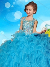Fashionable Halter Top Cap Sleeves Adorable Little Girl Pageant Dress with Beading and Ruffles