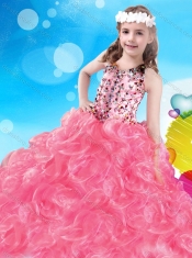Fashionable V Neck Big Puffy Adorable Little Girl Pageant Dress with Beading and Ruffles
