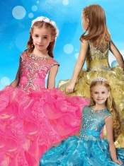 Gorgeous Beaded and Ruffled Adorable Little Girl Pageant Dress with See Through Scoop