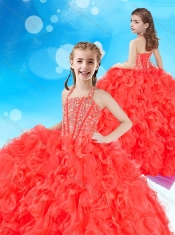 Gorgeous Beaded and Ruffled Mini Quinceanera Dress with Halter Top