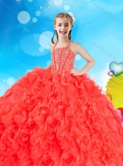 Gorgeous Beaded and Ruffled Mini Quinceanera Dress with Halter Top