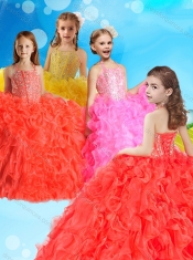 Gorgeous Beaded and Ruffled Mini Quinceanera Dress with Halter Top