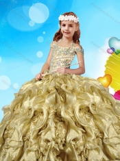 Gorgeous Organza Beaded Bodice Adorable Little Girl Pageant Dress with Open Back