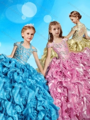 Gorgeous Organza Beaded Bodice Adorable Little Girl Pageant Dress with Open Back