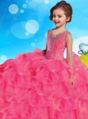Hot Sale V Neck Beaded and Ruffled Layers Mini Quinceanera Dress