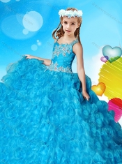 Latest Asymmetrical Neckline Adorable Little Girl Pageant Dress in Rolling Flowers