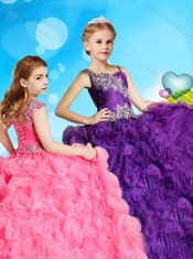 Latest Asymmetrical Neckline Adorable Little Girl Pageant Dress in Rolling Flowers