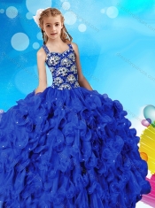 Luxurious Ball Gown Straps Adorable Little Girl Pageant Dress with Beading and Ruffles