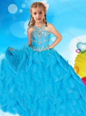 Most Popular Beaded and Ruffled Adorable Little Girl Pageant Dress with Scoop