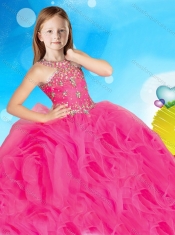 Most Popular Beaded and Ruffled Adorable Little Girl Pageant Dress with Scoop
