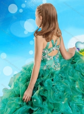 Most Popular Beaded and Ruffled Criss Cross Adorable Little Girl Pageant Dress in Organza