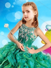 Most Popular Beaded and Ruffled Criss Cross Adorable Little Girl Pageant Dress in Organza