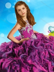 Most Popular Beaded and Ruffled Criss Cross Adorable Little Girl Pageant Dress in Organza