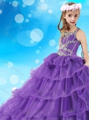 New Arrivals Beaded and Ruffled Layers Mini Quinceanera Dress with Straps