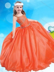 New Arrivals Square Puffy Skirt Adorable Little Girl Pageant Dress with Beading