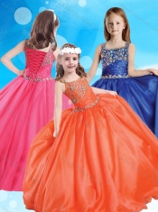 New Arrivals Square Puffy Skirt Adorable Little Girl Pageant Dress with Beading