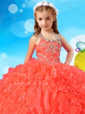 New Style Asymmetrical Neckline Adorable Little Girl Pageant Dress with Beading and Ruffles