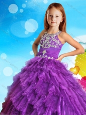 New Style Scoop Mini Quinceanera Dress with Beading and Ruffled Layers