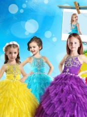 New Style Scoop Mini Quinceanera Dress with Beading and Ruffled Layers