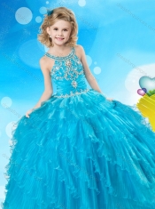 New Style Scoop Mini Quinceanera Dress with Beading and Ruffled Layers